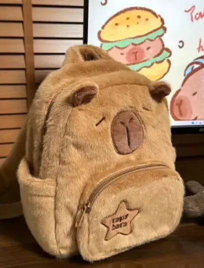 MOCHILA DE PELUCHE DE CAPIBARA